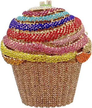 Women Ice Cream Crystal Evening Bag Luxury Rhinestone Clutch Wedding Party Minaudiere Purse and Handbag for Cocktail