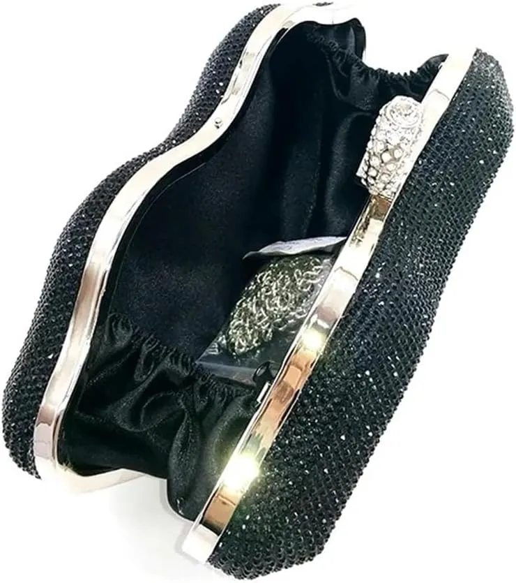 Women Lip Shaped Purse Rhinestone Clutch Bags Sparkling Evening Bag Novely Party Handbag Prom Bag for Wedding Date