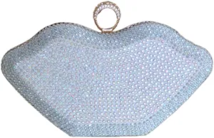 Women Lip Shaped Purse Rhinestone Clutch Bags Sparkling Evening Bag Novely Party Handbag Prom Bag for Wedding Date