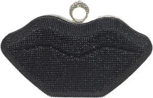 Women Lip Shaped Purse Rhinestone Clutch Bags Sparkling Evening Bag Novely Party Handbag Prom Bag for Wedding Date