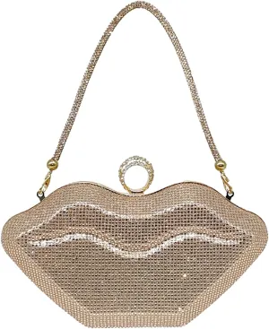 Women Lip Shaped Purse Rhinestone Clutch Bags Sparkling Evening Bag Novely Party Handbag Prom Bag for Wedding Date