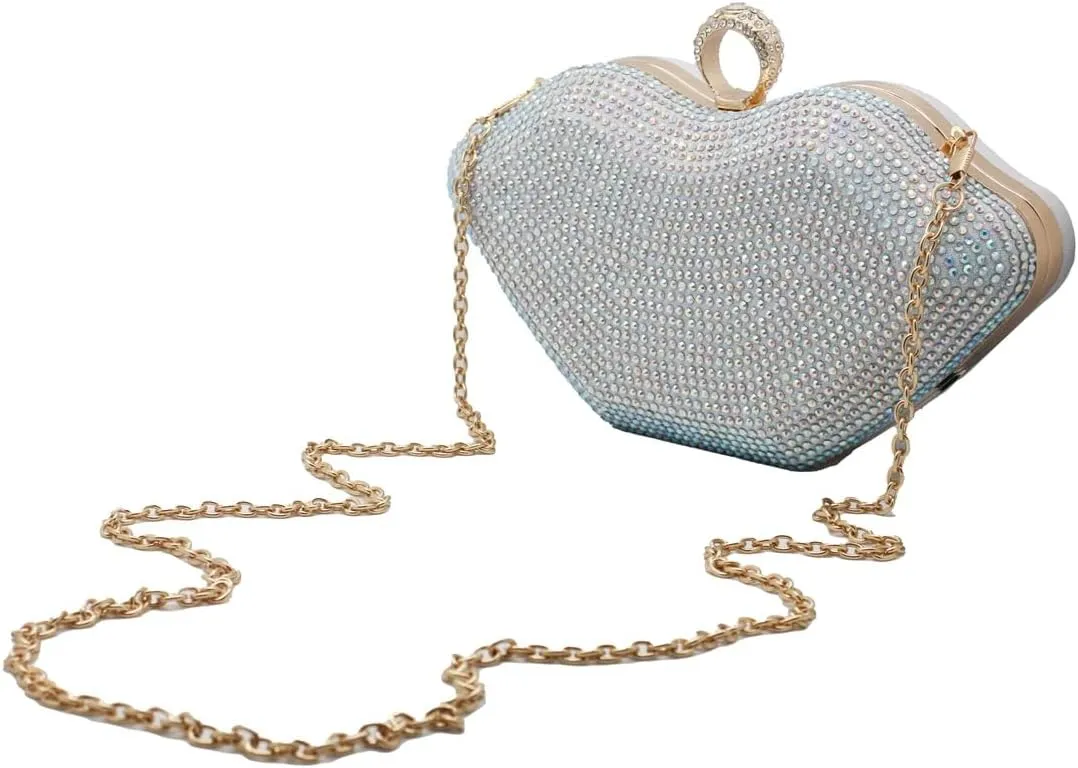 Women Lip Shaped Purse Rhinestone Clutch Bags Sparkling Evening Bag Novely Party Handbag Prom Bag for Wedding Date
