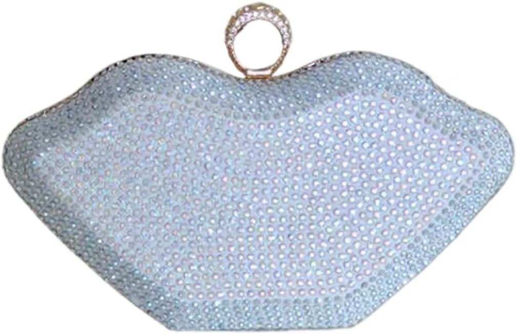 Women Lip Shaped Purse Rhinestone Clutch Bags Sparkling Evening Bag Novely Party Handbag Prom Bag for Wedding Date