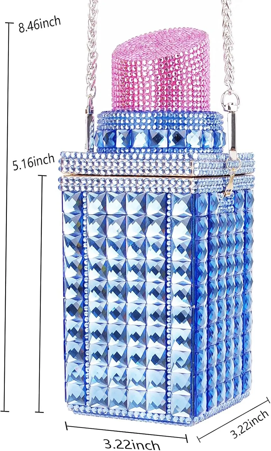 Women Lipstick Shape Inlaid Rhinestone Crystal Glitter Evening Bags Purses Clutch Sparkly Banquet Handbag