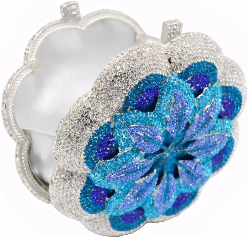 Women Luxury 3D Flower Crystal Evening Bag Exquisite Rhinestone Clutch Bag for Wedding Ceremony