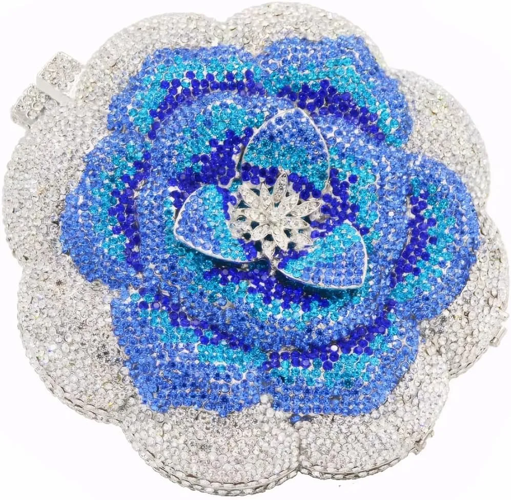 Women Luxury 3D Flower Crystal Evening Bag Exquisite Rhinestone Clutch Bag for Wedding Ceremony