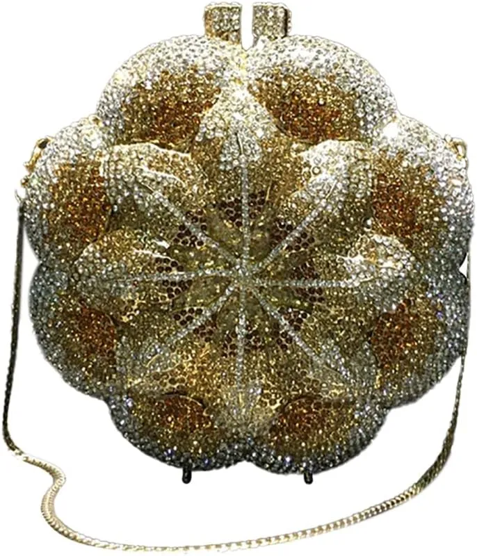 Women Luxury 3D Flower Crystal Evening Bag Exquisite Rhinestone Clutch Bag for Wedding Ceremony