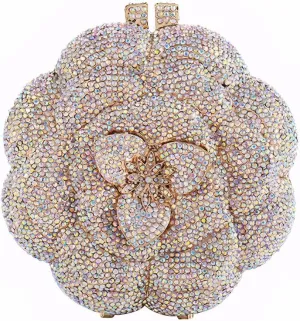 Women Luxury 3D Flower Crystal Evening Bag Exquisite Rhinestone Clutch Bag for Wedding Ceremony