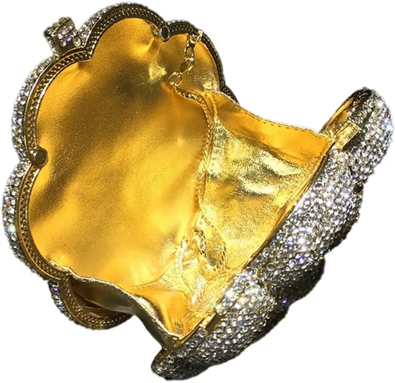Women Luxury 3D Flower Crystal Evening Bag Exquisite Rhinestone Clutch Bag for Wedding Ceremony