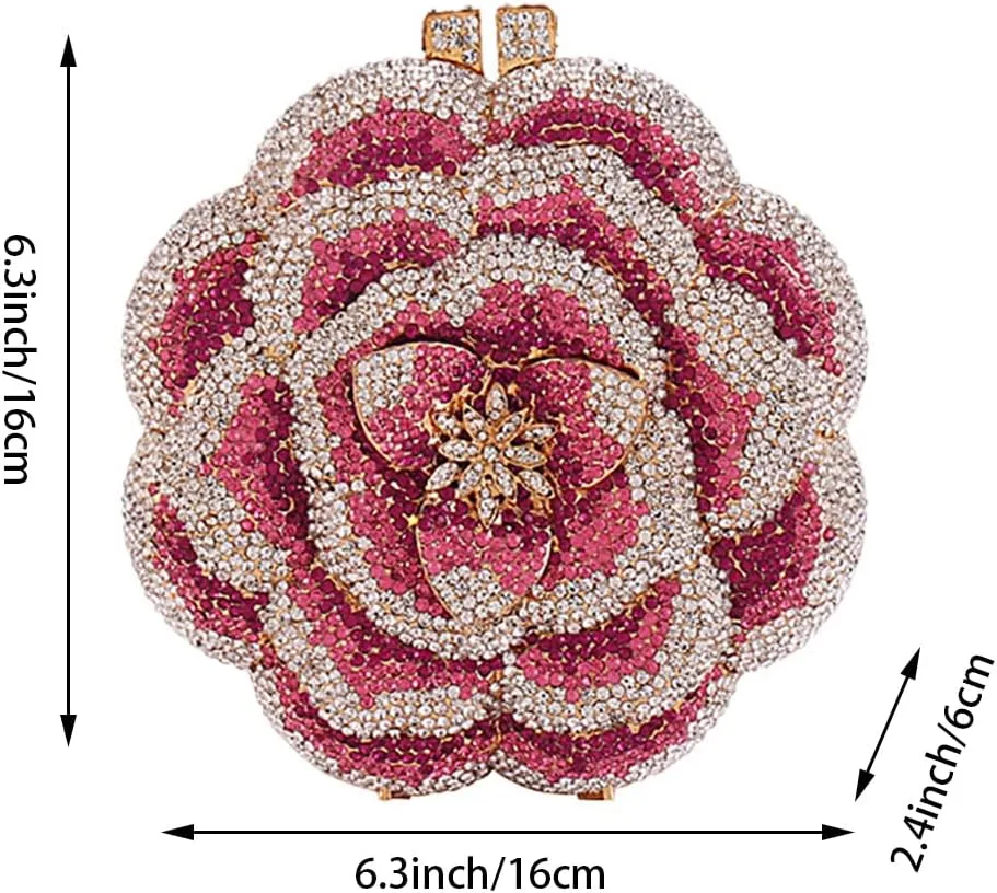 Women Luxury 3D Flower Crystal Evening Bag Exquisite Rhinestone Clutch Bag for Wedding Ceremony