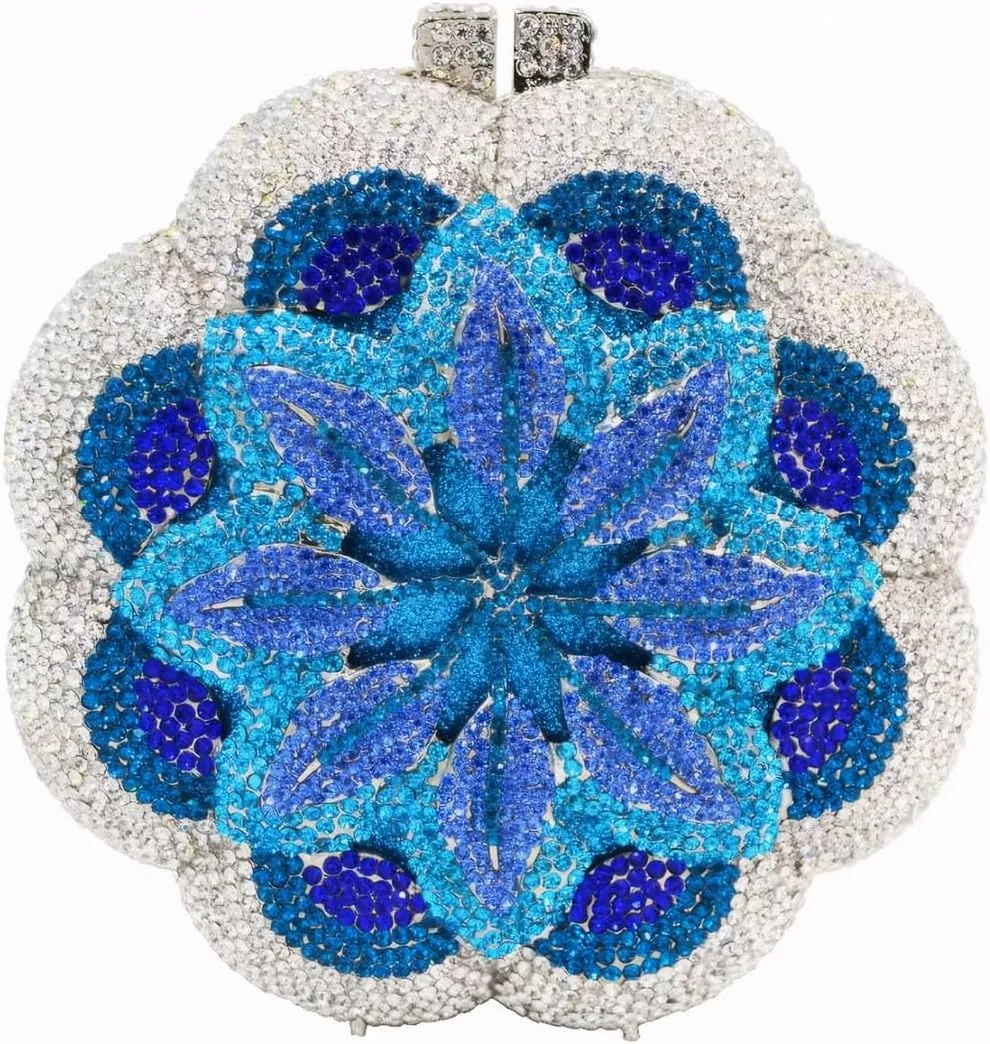 Women Luxury 3D Flower Crystal Evening Bag Exquisite Rhinestone Clutch Bag for Wedding Ceremony