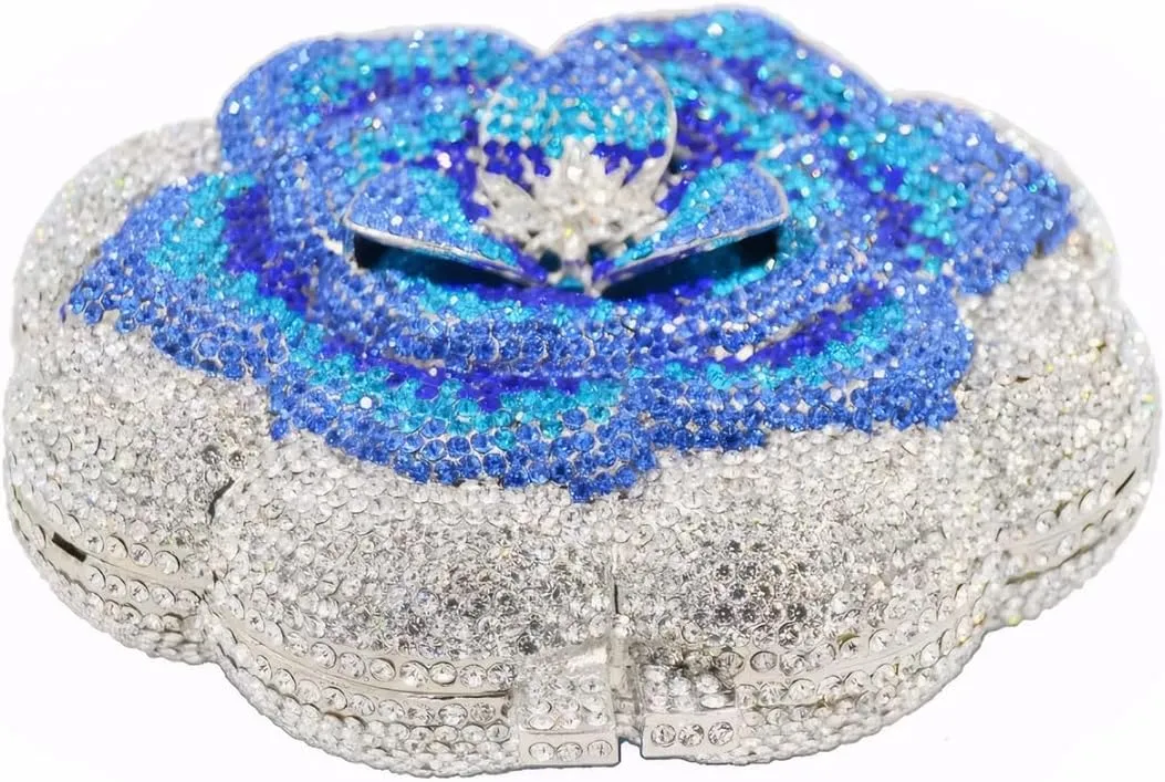 Women Luxury 3D Flower Crystal Evening Bag Exquisite Rhinestone Clutch Bag for Wedding Ceremony