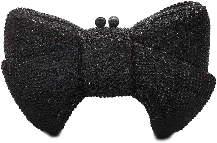 Women Luxury Bowknot Shaped Evening Clutch Sparkling Rhinestones Handbag for Banquet Wedding Party