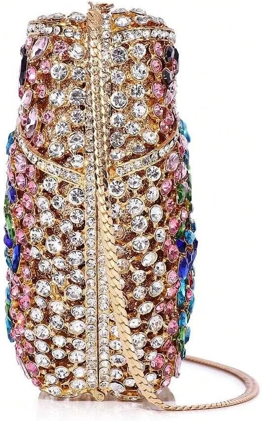 Women Luxury Bowknot Shaped Evening Clutch Sparkling Rhinestones Handbag for Banquet Wedding Party