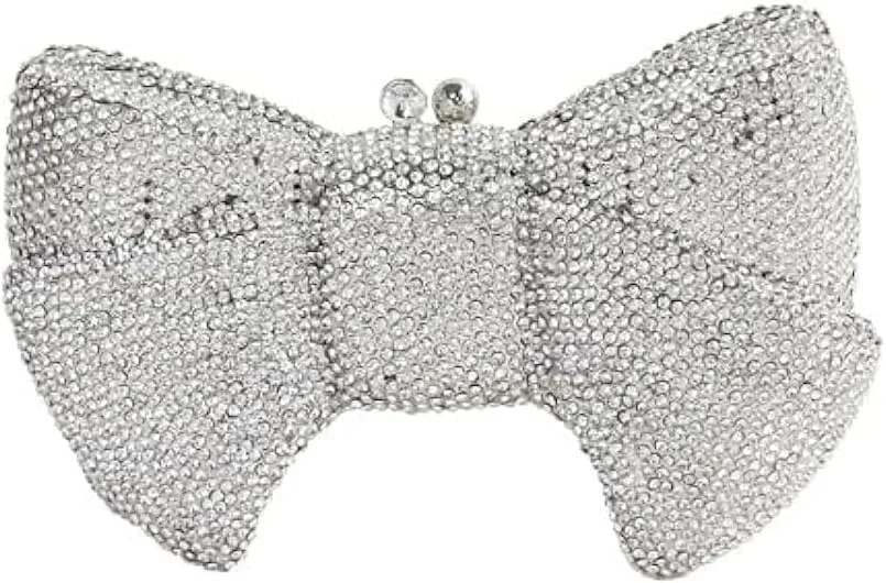 Women Luxury Bowknot Shaped Evening Clutch Sparkling Rhinestones Handbag for Banquet Wedding Party