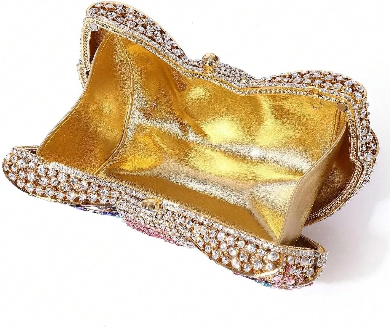 Women Luxury Bowknot Shaped Evening Clutch Sparkling Rhinestones Handbag for Banquet Wedding Party
