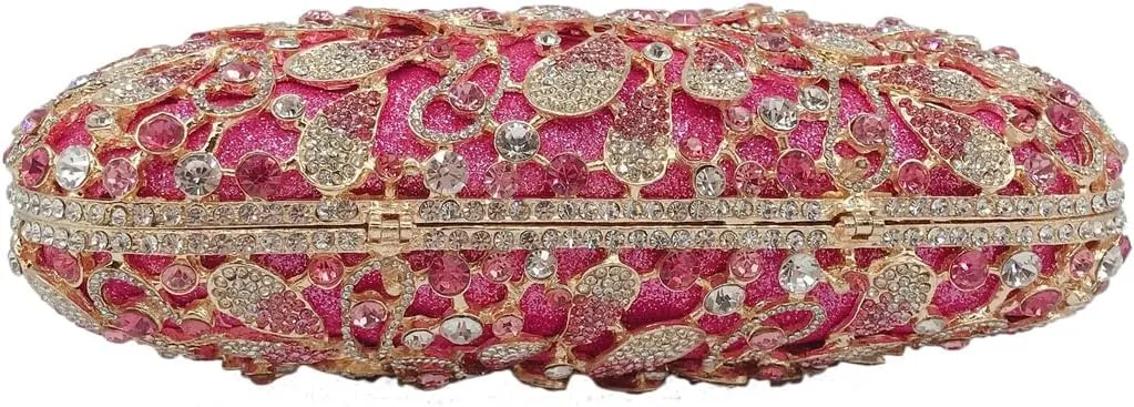 Women Luxury Flower Rhinestone Evening Clutch Bag Hollow Out Bridal Crystal Handbag Party Banquet Wedding Purse