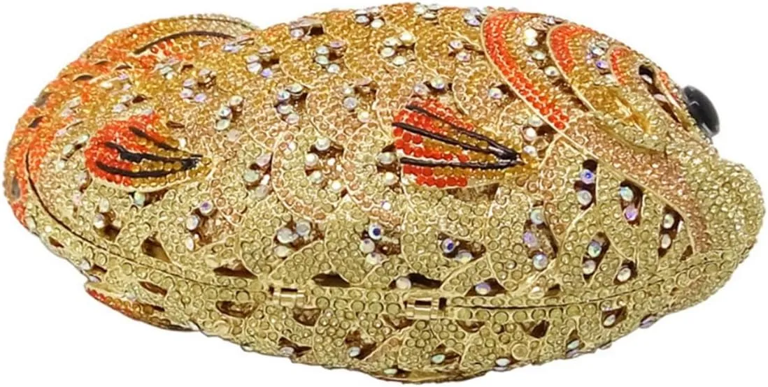 Women Mini Fish Clutch Luxury Rhinestones Purse Sparkling Banquet Handbag Wedding Party Clutch Bag