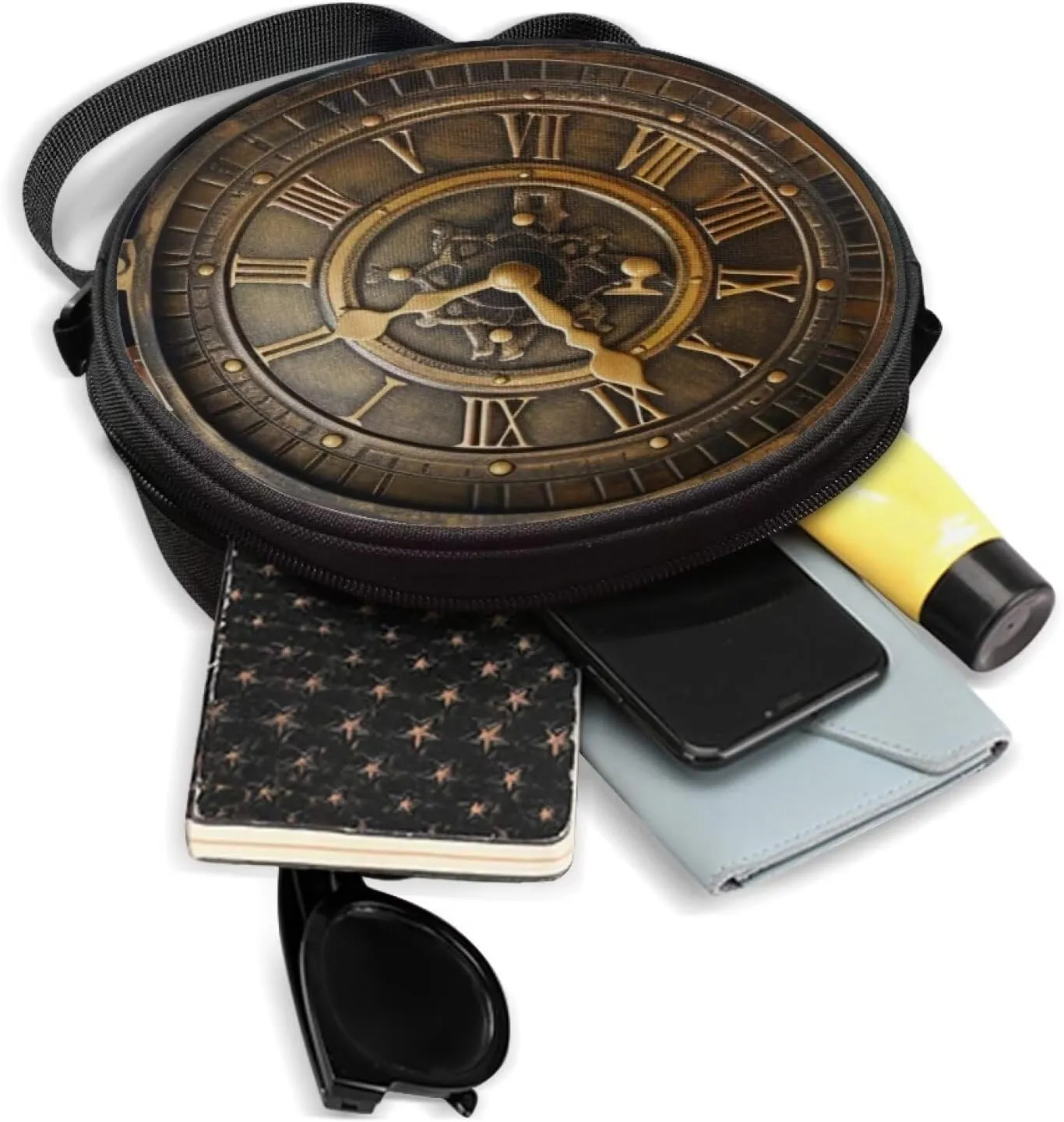 Women Novelty Round Clock Shape Zippered Clock Purses for Women Tote Handbag Shoulder Bag, Gift for Mom Girlfriend