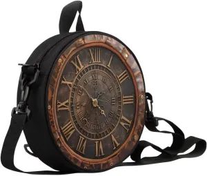 Women Novelty Round Clock Shape Zippered Clock Purses for Women Tote Handbag Shoulder Bag, Gift for Mom Girlfriend