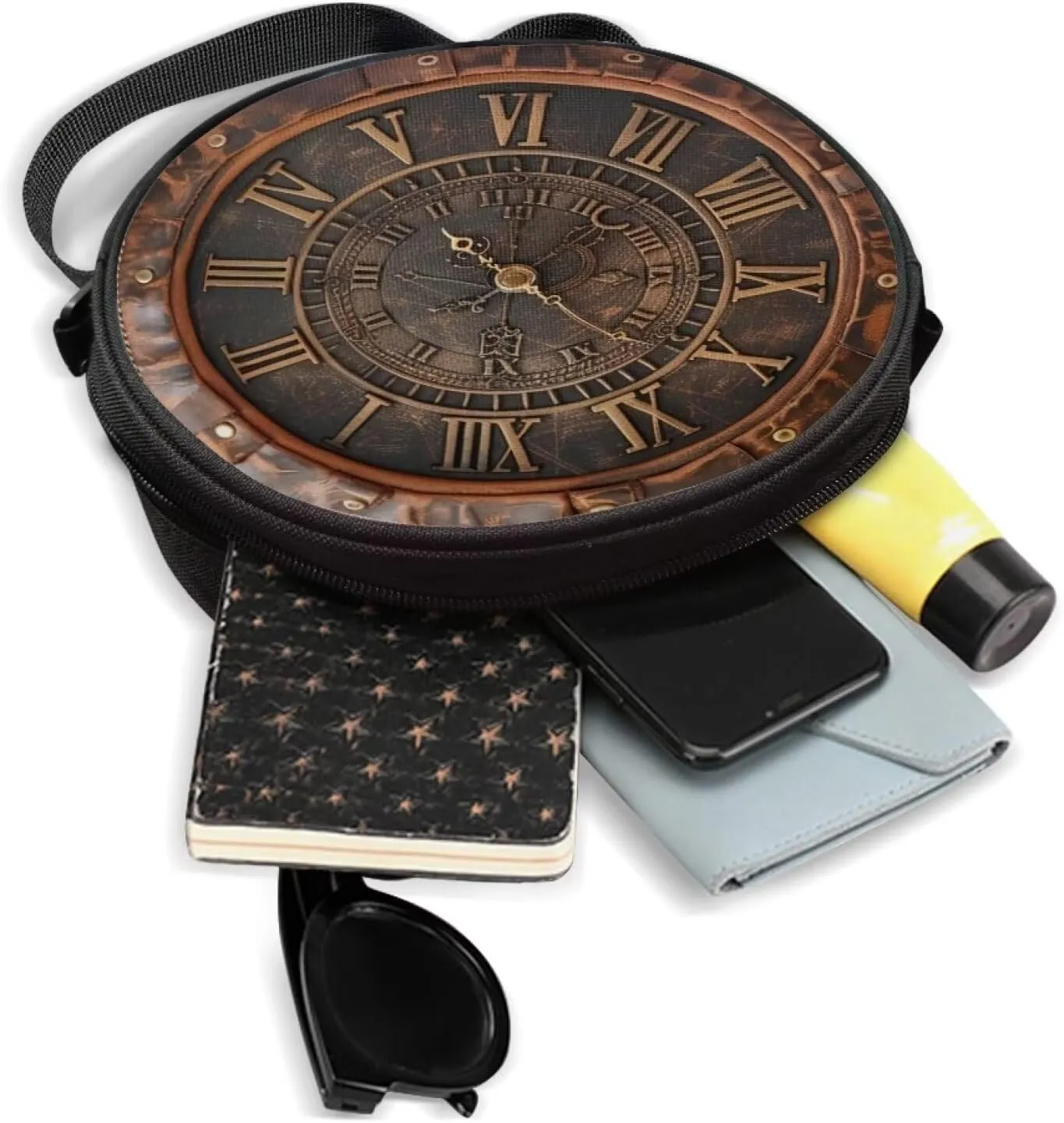 Women Novelty Round Clock Shape Zippered Clock Purses for Women Tote Handbag Shoulder Bag, Gift for Mom Girlfriend