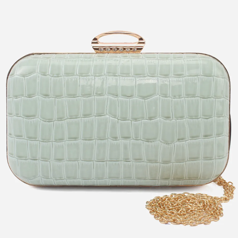 Women "DYLA" Synthetic Golden Buckle Clutch