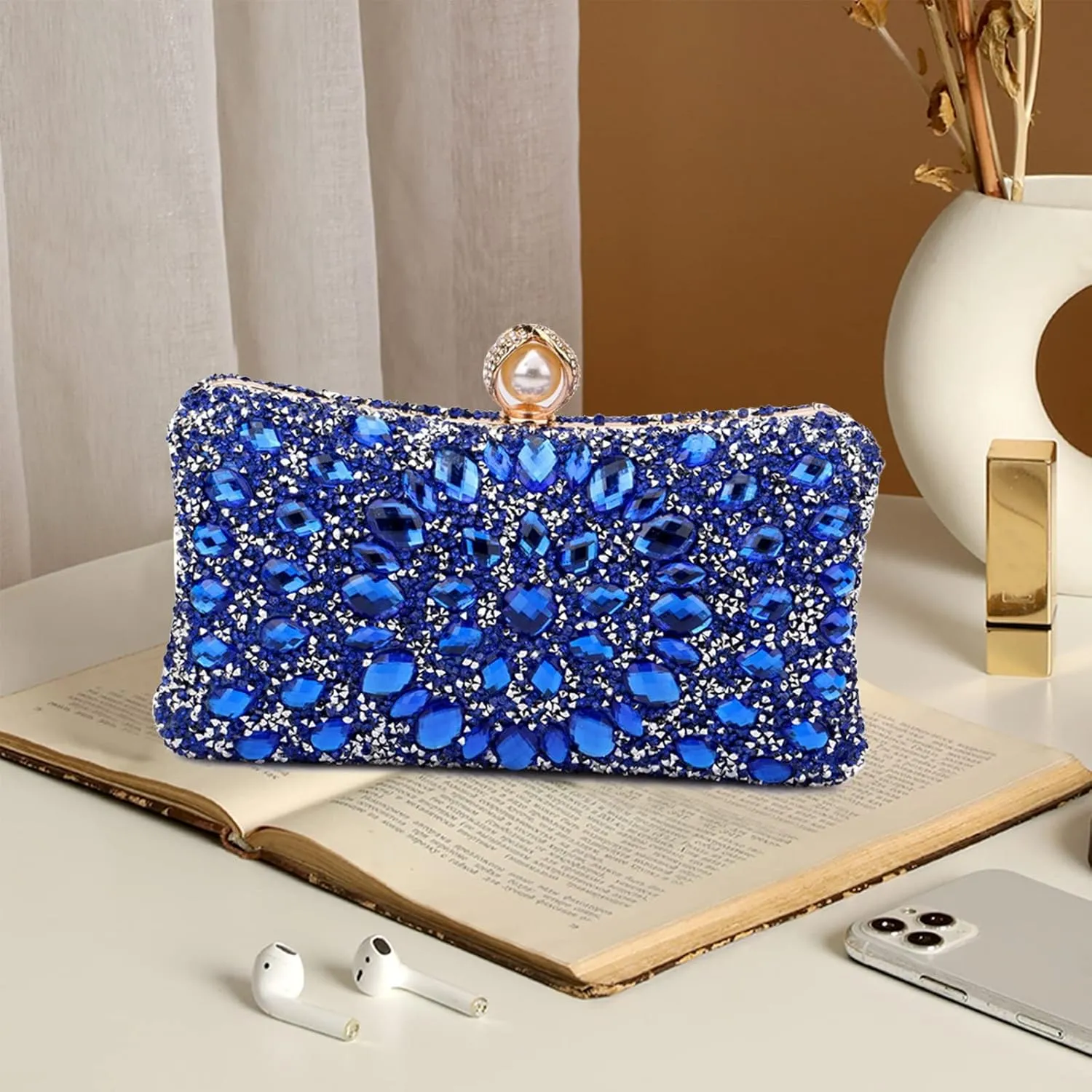 Women Rhinestone Evening Bag Multicolor Clutch Bag Luxury Crystal Handbag Bridal Wedding Purse