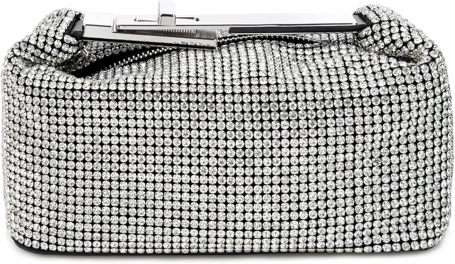 Women Rhinestone Handbag Metal Handle Sparkling Clutch Crystal Evening Bag for Wedding Party