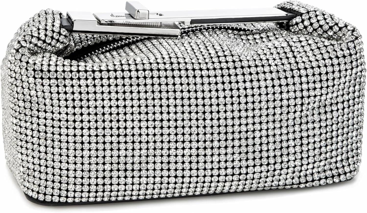 Women Rhinestone Handbag Metal Handle Sparkling Clutch Crystal Evening Bag for Wedding Party