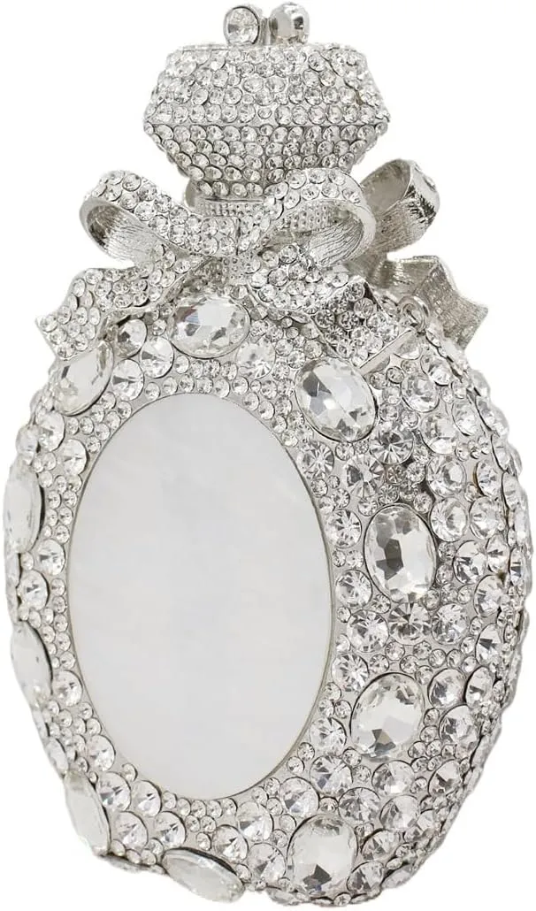 Women Rhinestone Perfume Bottle Clutch Purse Luxury Shell Crystal Evening Bag Cute Diamond Wedding Party Handbag