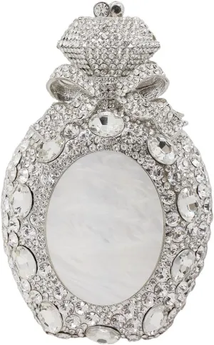 Women Rhinestone Perfume Bottle Clutch Purse Luxury Shell Crystal Evening Bag Cute Diamond Wedding Party Handbag