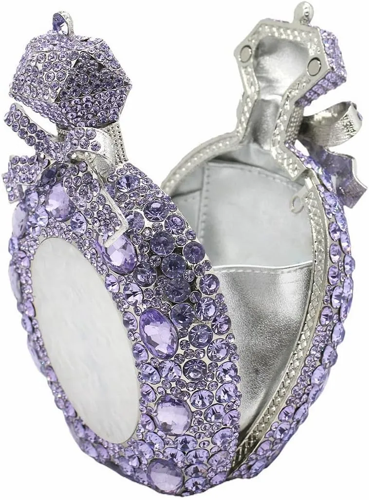 Women Rhinestone Perfume Bottle Clutch Purse Luxury Shell Crystal Evening Bag Cute Diamond Wedding Party Handbag