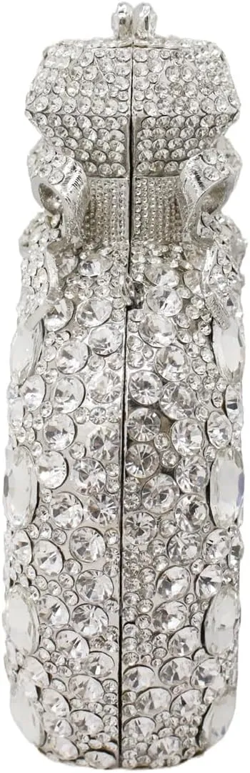 Women Rhinestone Perfume Bottle Clutch Purse Luxury Shell Crystal Evening Bag Cute Diamond Wedding Party Handbag