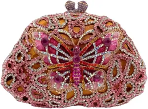 Women Sparkly Butterfly Rhinestone Clutch Luxury Crystal Evening Bag Small Bridal Handbag Wedding Party Purse