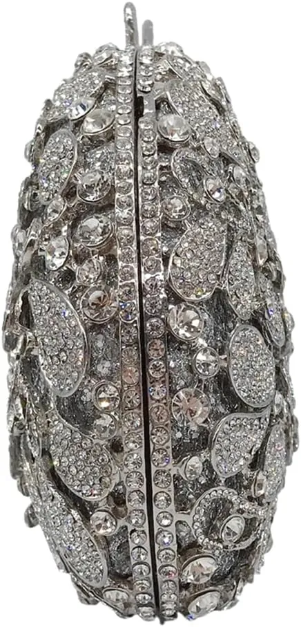 Women Sparkly Crystal Rhinestone Clutch Purse Flower Evening Bag Wedding Bridal Purse Handbag for Party Prom Cocktail