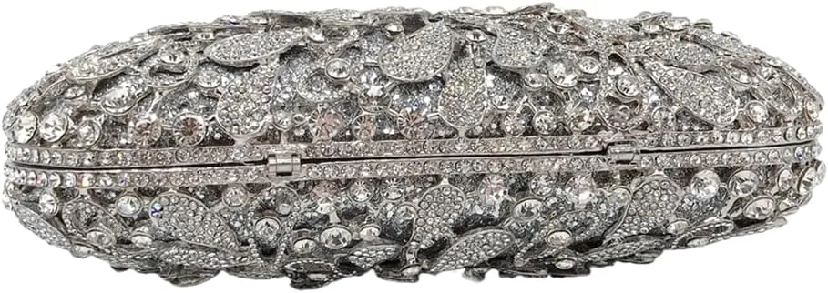 Women Sparkly Crystal Rhinestone Clutch Purse Flower Evening Bag Wedding Bridal Purse Handbag for Party Prom Cocktail