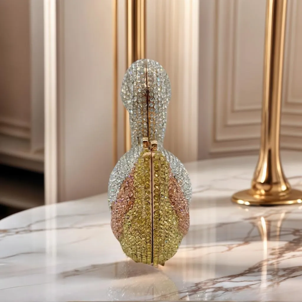 Women Swan Rhinestone Evening Bag Glitter Crystal Clutch Purse Elegant Handbag for Wedding Engagement Date