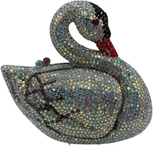 Women Swan Rhinestone Evening Bag Glitter Crystal Clutch Purse Elegant Handbag for Wedding Engagement Date