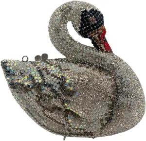 Women Swan Rhinestone Evening Bag Glitter Crystal Clutch Purse Elegant Handbag for Wedding Engagement Date