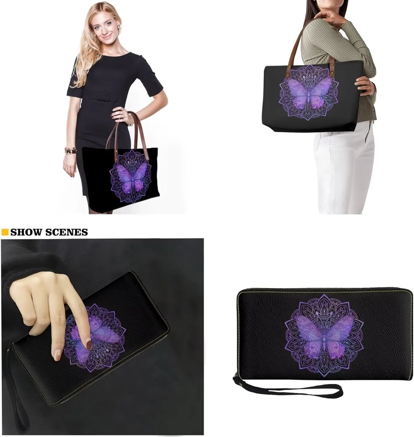 Women Top Handle Purse Set Large Tote Bag with Wallet Zipper Hobo Purse Satchel Handbag for Travel Shopping