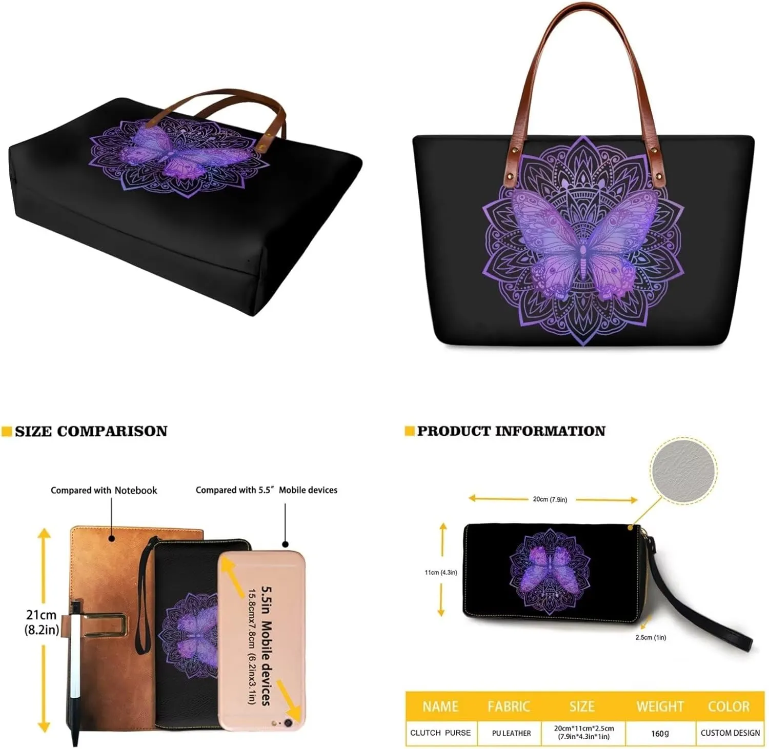 Women Top Handle Purse Set Large Tote Bag with Wallet Zipper Hobo Purse Satchel Handbag for Travel Shopping
