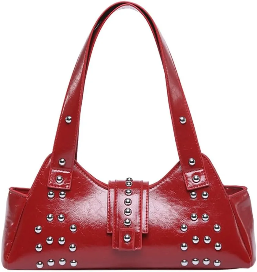 Women Y2k Purse Stylish Studded Hobo Bag Underarm Shoulder Bag Vintage Rivets Tote Handbag Designer Top Handle Purse 2025