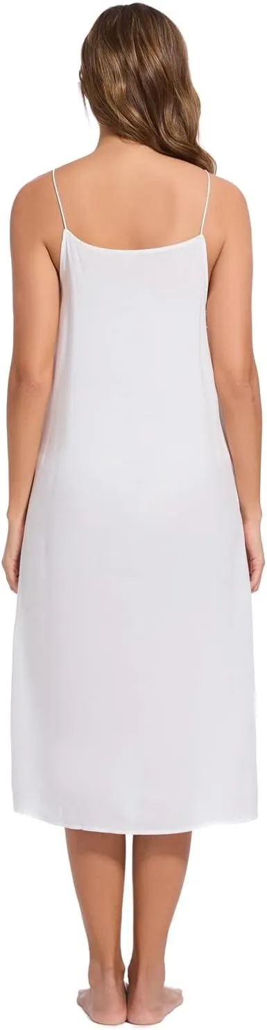 Women's 100% Cotton Long Full Slips Under Dress Nightgowns Cami Slip Dress Sleepwear Chemises Petticoat Negligee