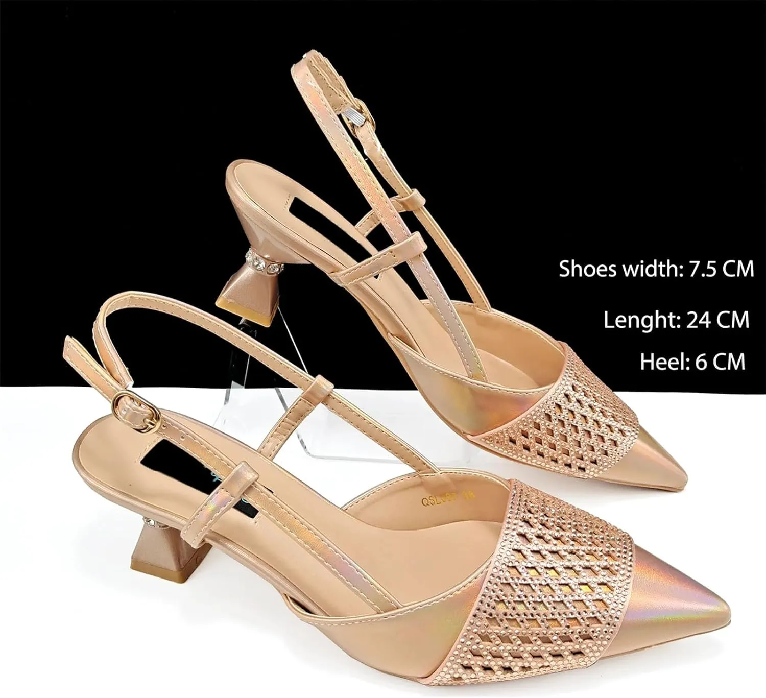 Womens African Themed Sparkly Evening Shoes and Shoulder Bag Set Crystal Decorated High Heels for