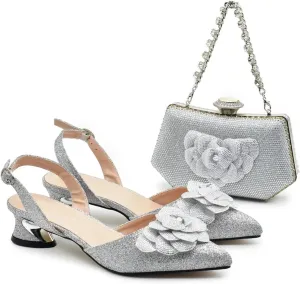 Women’s African Themed Wedding Shoes and Matching Purse Set with Crystal Embellishments Comfortable Heels for Bride
