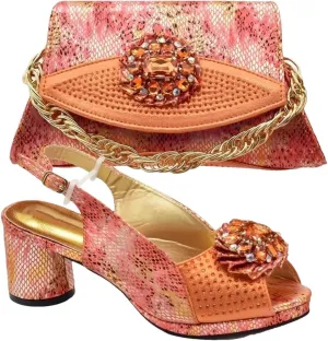Women's African Wedding Luxury Set - Italian Rhinestone Shoes & Matching Bag for Nigerian Celebrations