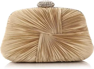 Women's Bag Evening Bag Clutch Women's Bag Pleated Preparation Banquet Clutch(E)