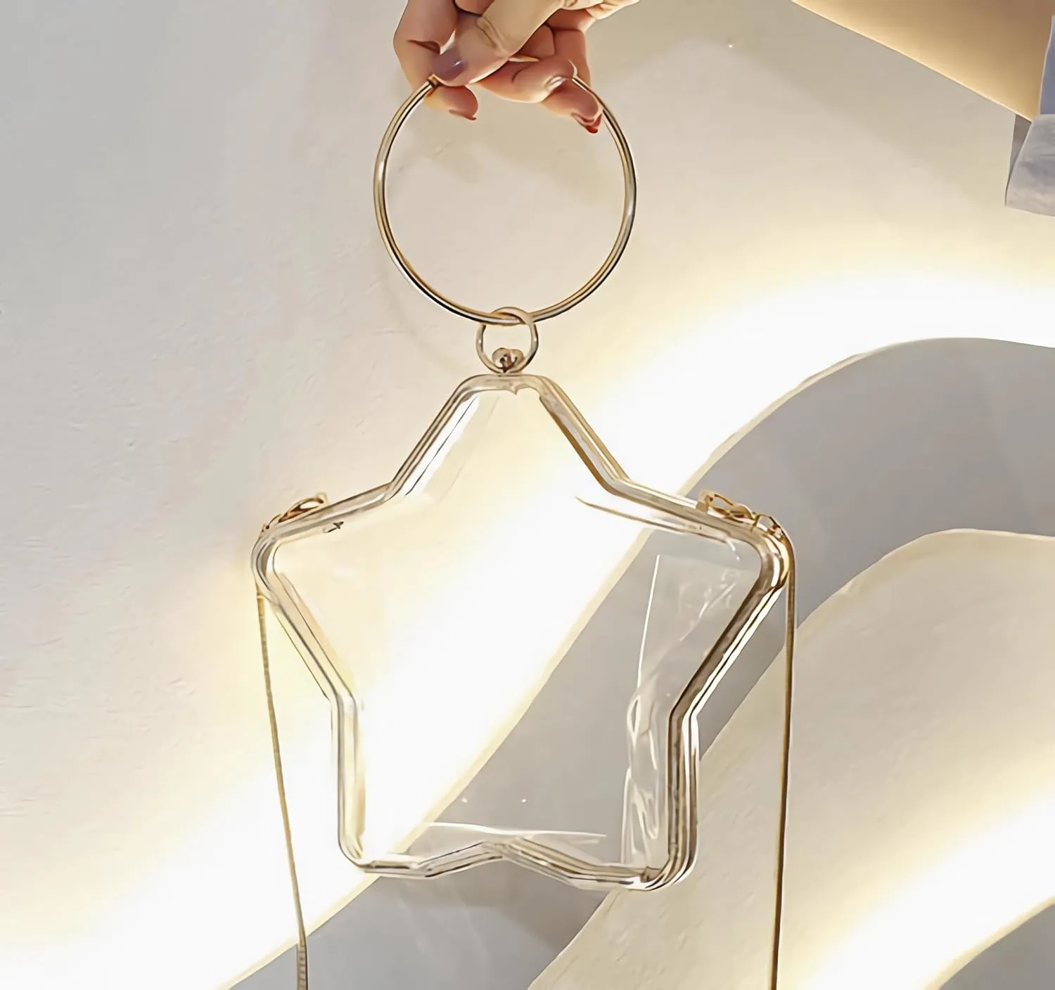 Women's Conch Clutch Purse Elegant Acrylic Evening Bag with Chain Strap for Crossbody Shoulder for Wedding Party Proms