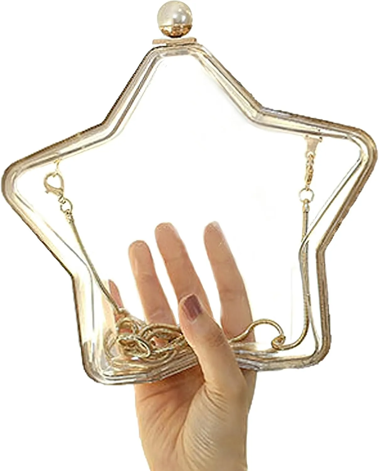 Women's Conch Clutch Purse Elegant Acrylic Evening Bag with Chain Strap for Crossbody Shoulder for Wedding Party Proms