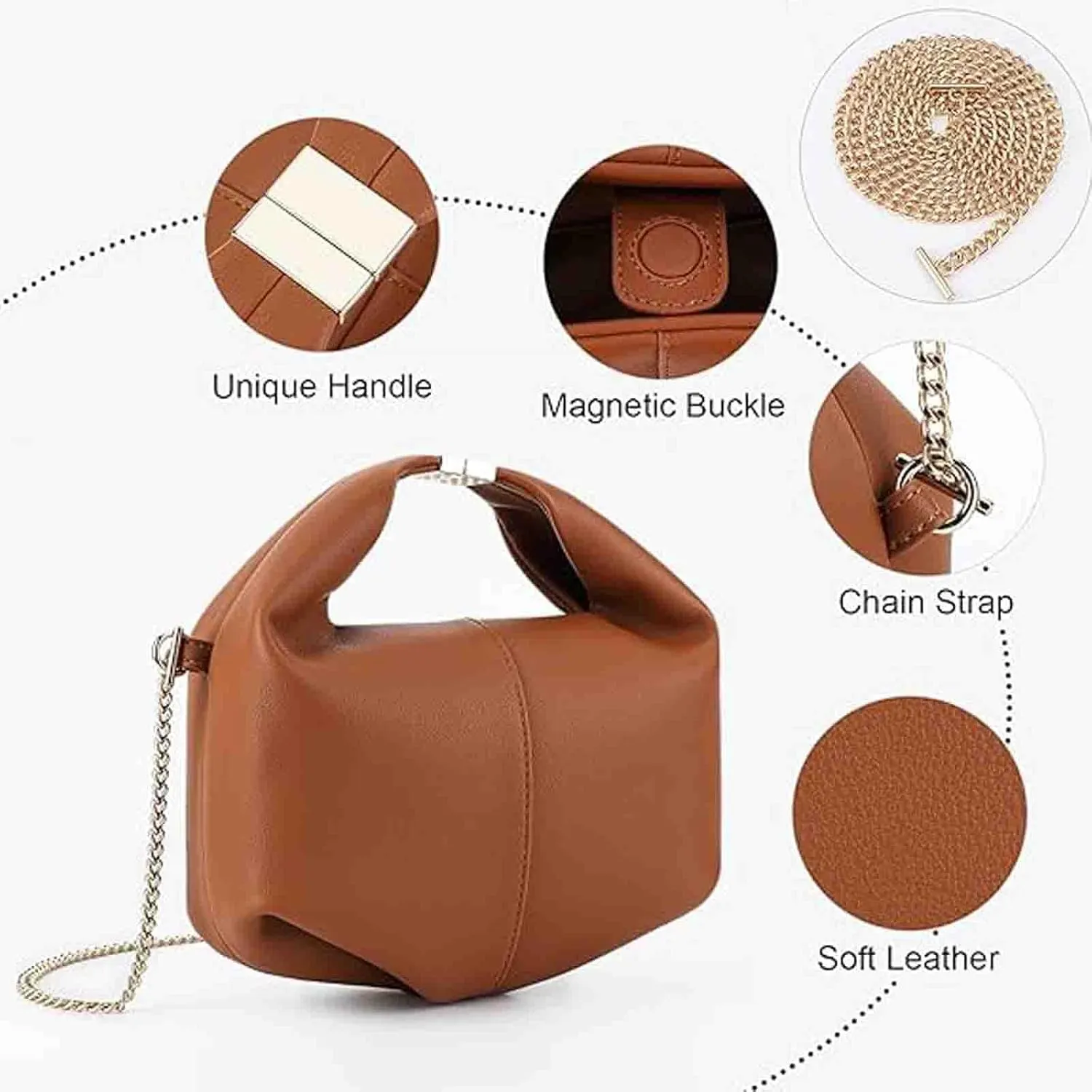 Women's crossbody bag wallet handle bag chic dumpling bag handbag designer artificial leather shoulder bag